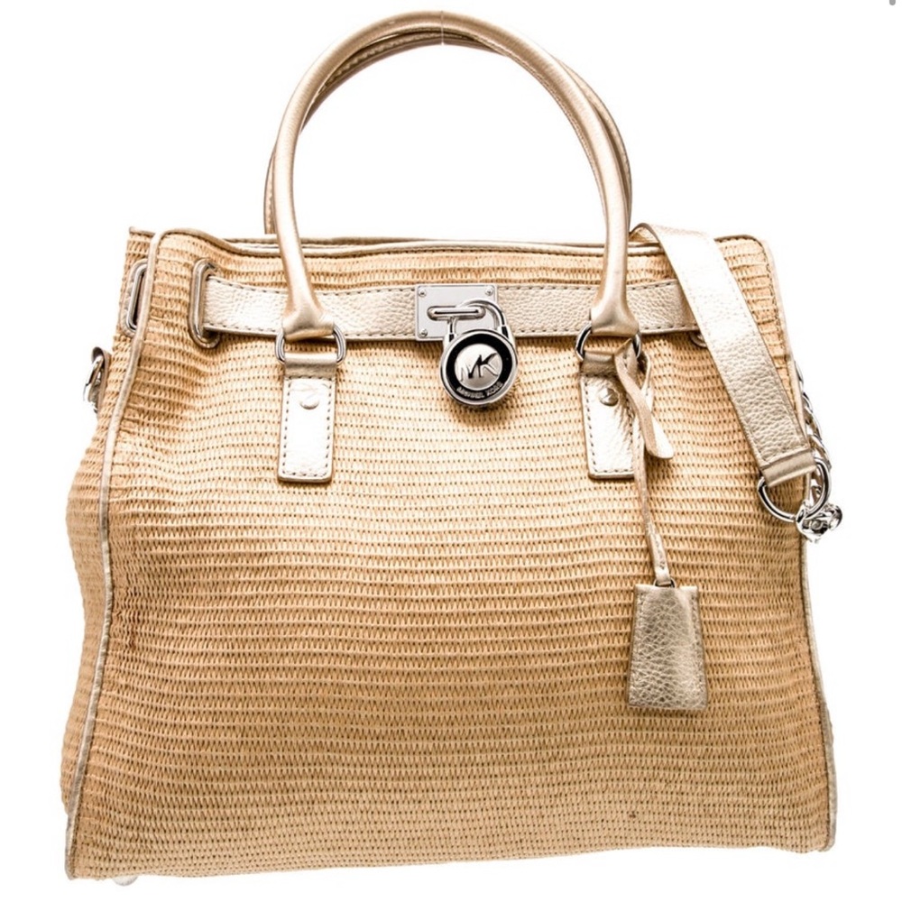 Michael Kors Hamilton Straw Raffia Tote Handbag